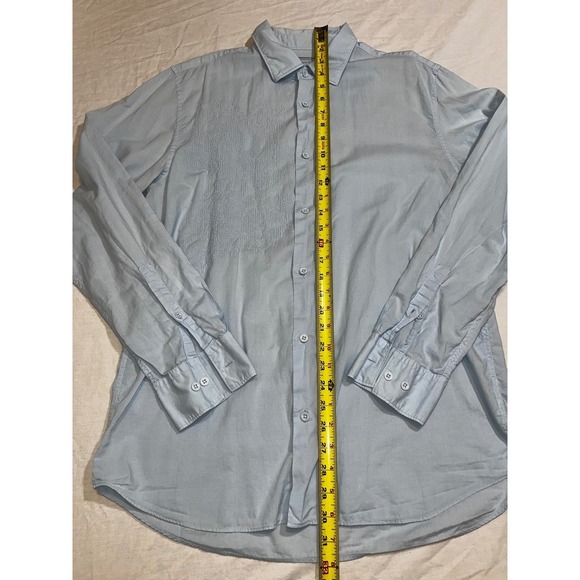 Calvin Klein Light Blue Long Sleeve Button Down Shirt Mens Medium Garment Dye - Picture 6 of 9